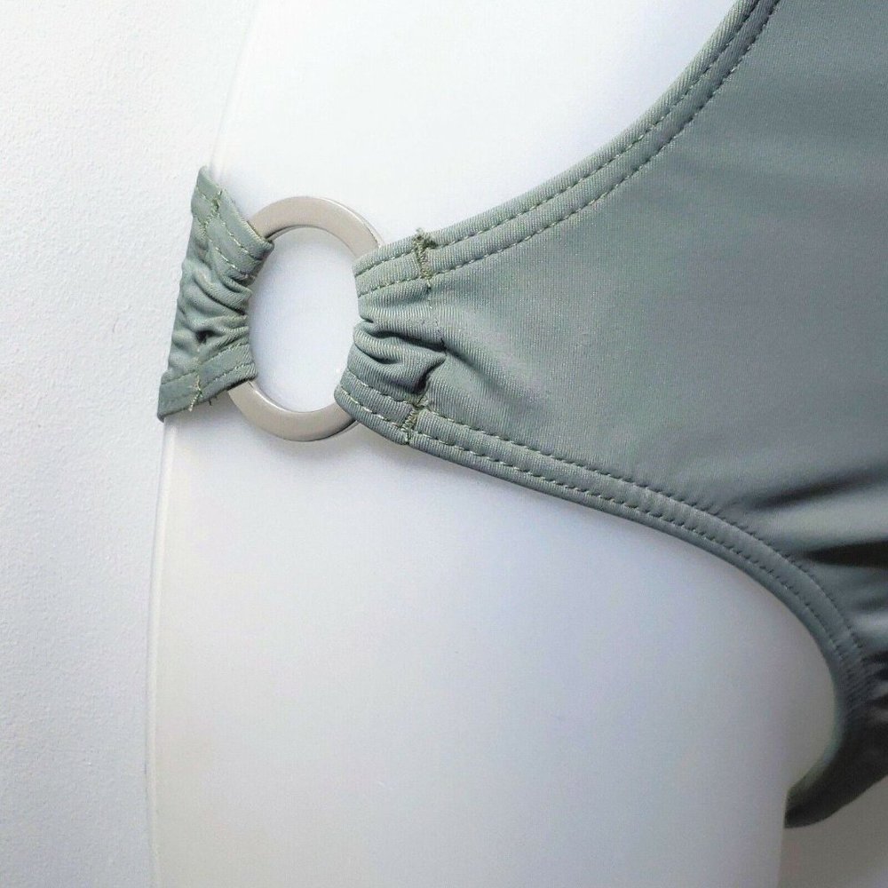 Seafolly Australia Swimsuit Size US 6 / AU 10 Grey Green Cutout Ruffle One Piece - Picture 3 of 11